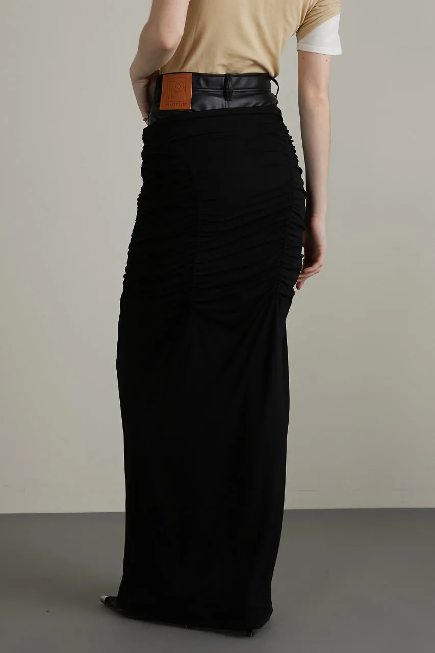 Layered Maxi Shirring Skirt
