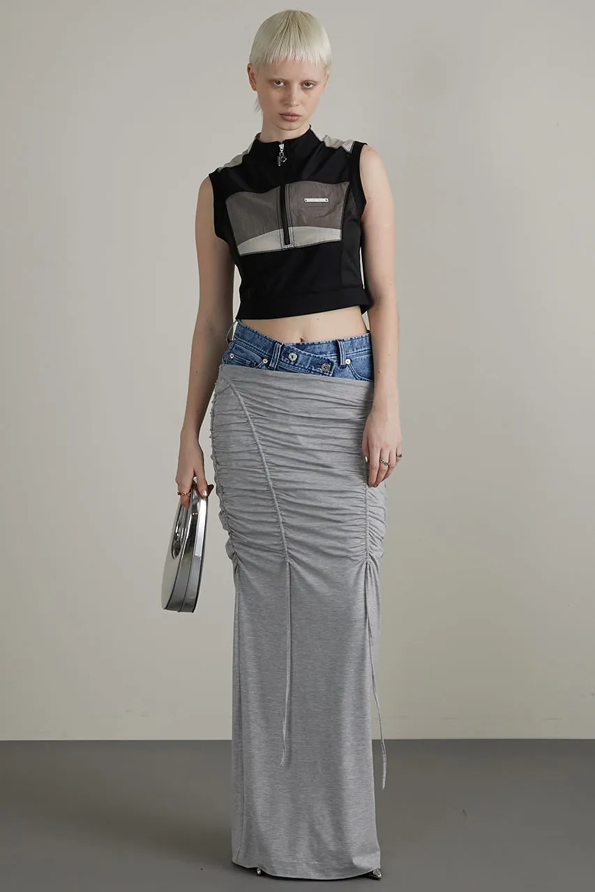 Layered Maxi Shirring Skirt