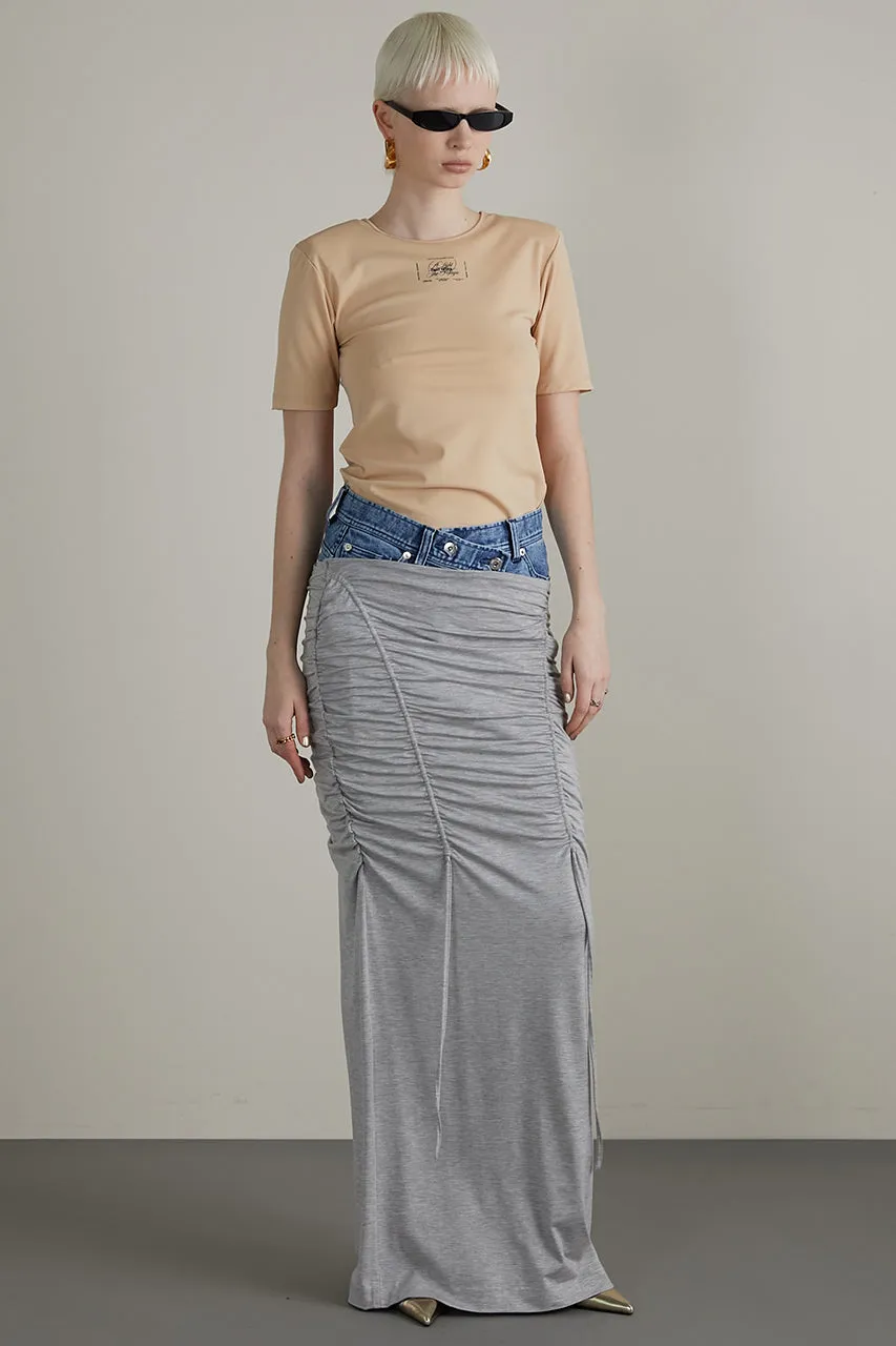 Layered Maxi Shirring Skirt