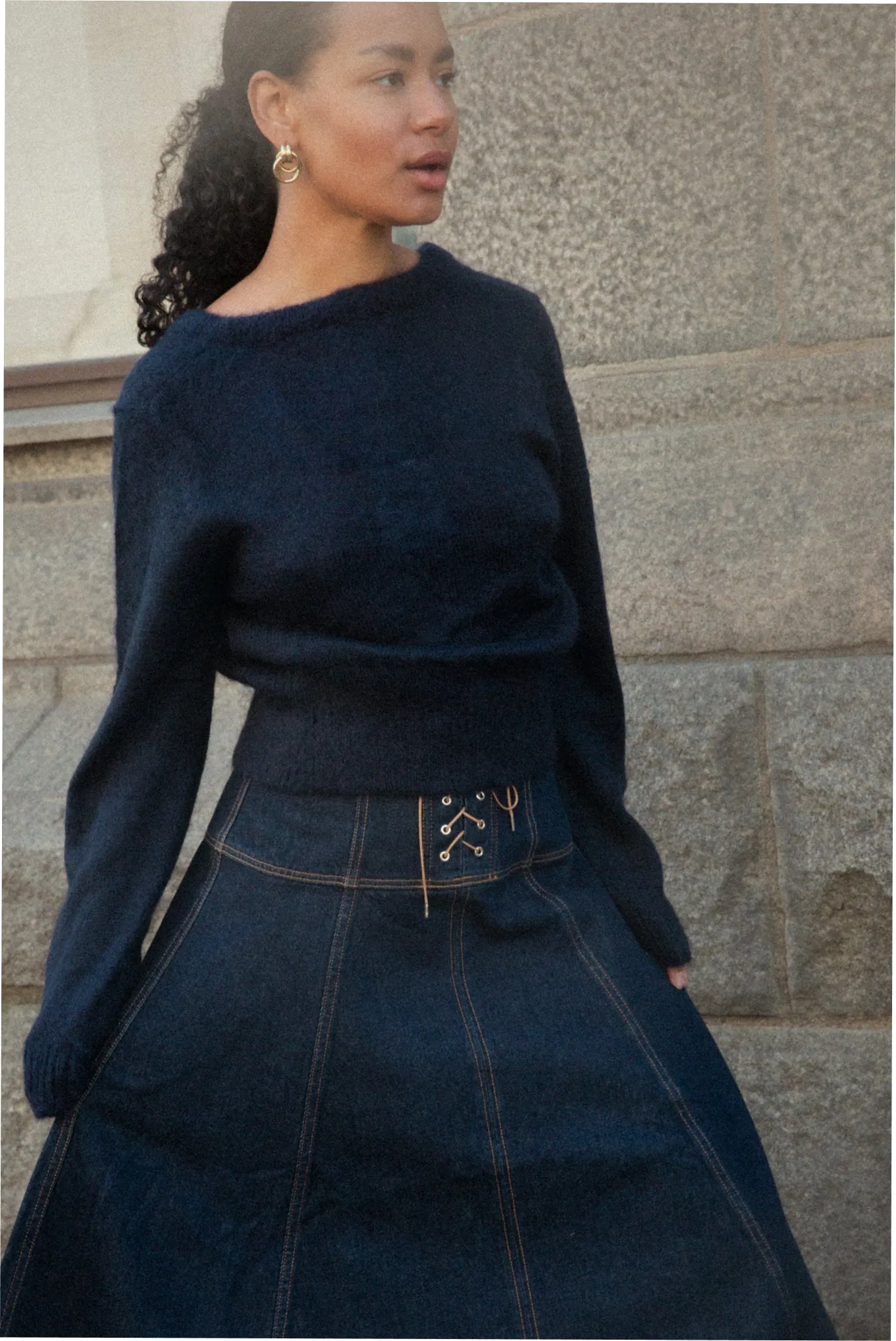 Light Mohair Tie String Cardigan - Sky Captain