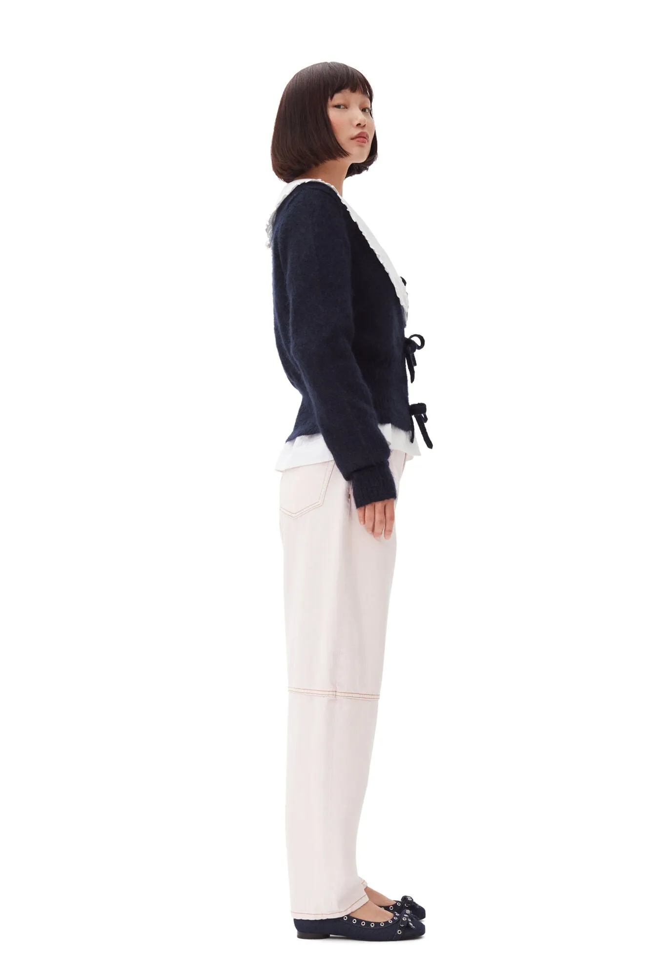 Light Mohair Tie String Cardigan - Sky Captain