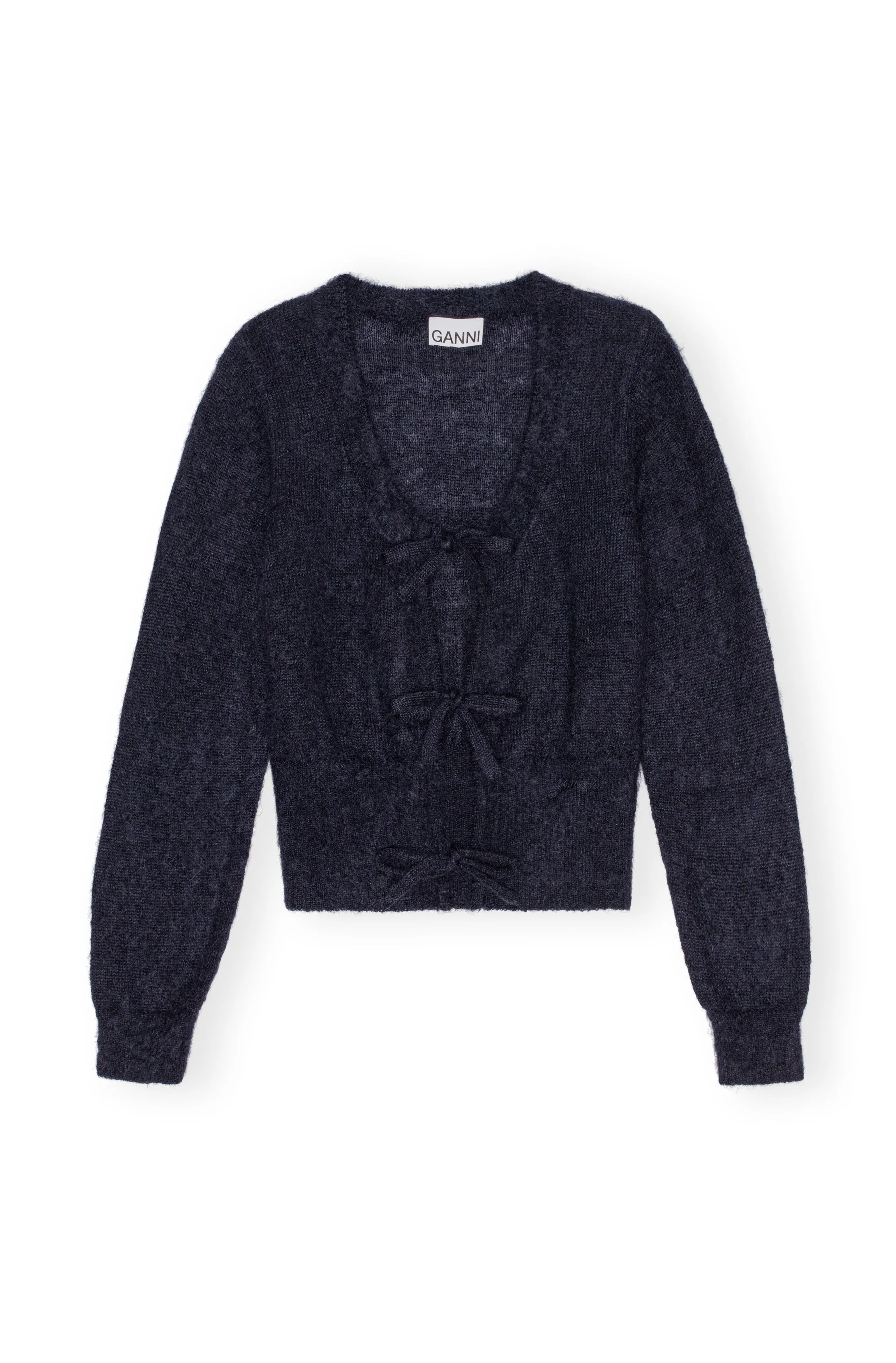 Light Mohair Tie String Cardigan - Sky Captain