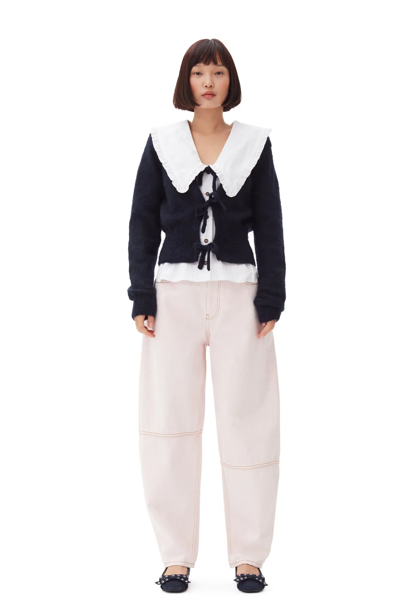 Light Mohair Tie String Cardigan - Sky Captain
