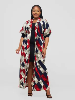 Lokali Amani Kimono - White / Red Print