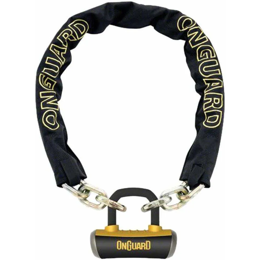 Mastiff Chain Bike Lock with Keys: 3.7' x 10mm, Black/Yellow