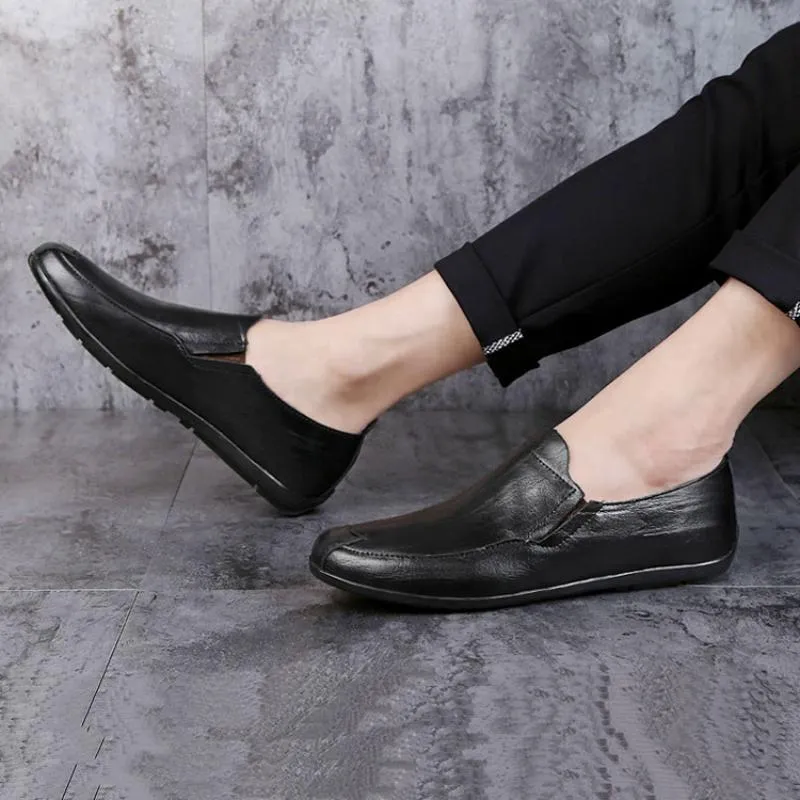 Men's Summer Casual Leather Slip-Ons | Plus Size