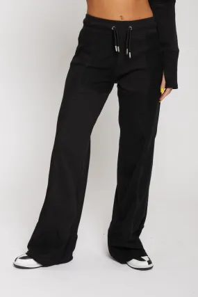 MIXED WIDE LEG JOGGERS - BLACK