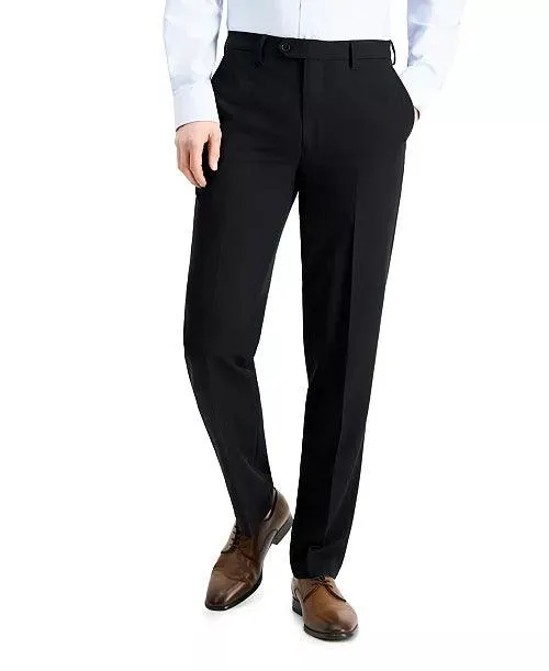 Nautica Mens Slim fit Dress Pants 36 / 29 Black Solid Stretch