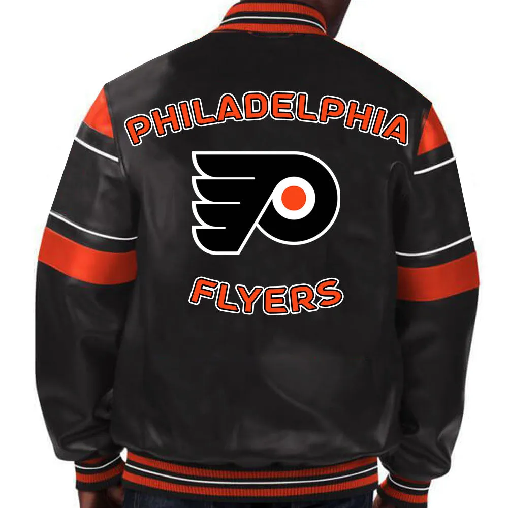 NHL Philadelphia Flyers Black Leather Jacket