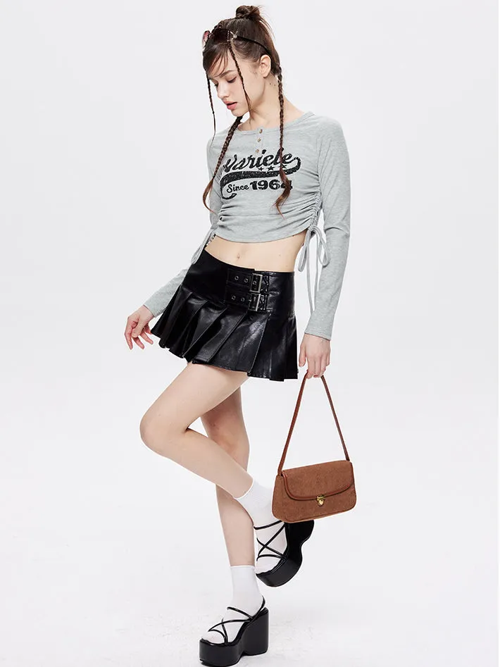 Nvuvu Long Sleeve Drawstring Word Print T-Shirt