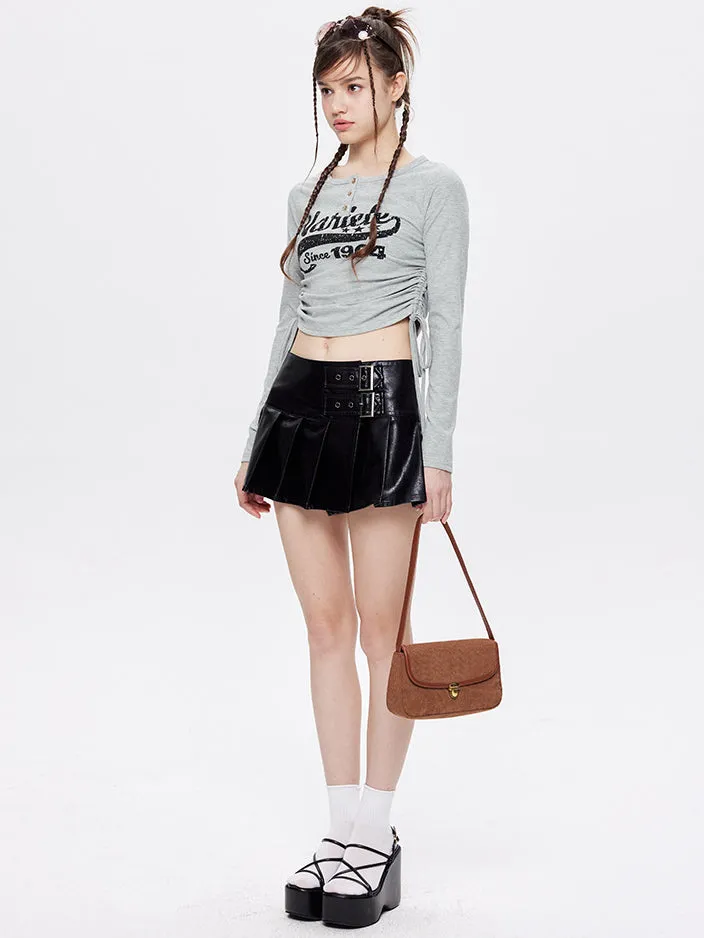 Nvuvu Long Sleeve Drawstring Word Print T-Shirt
