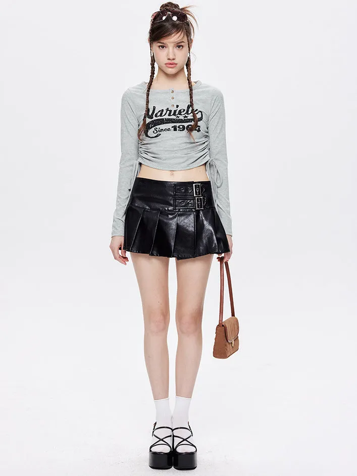 Nvuvu Long Sleeve Drawstring Word Print T-Shirt
