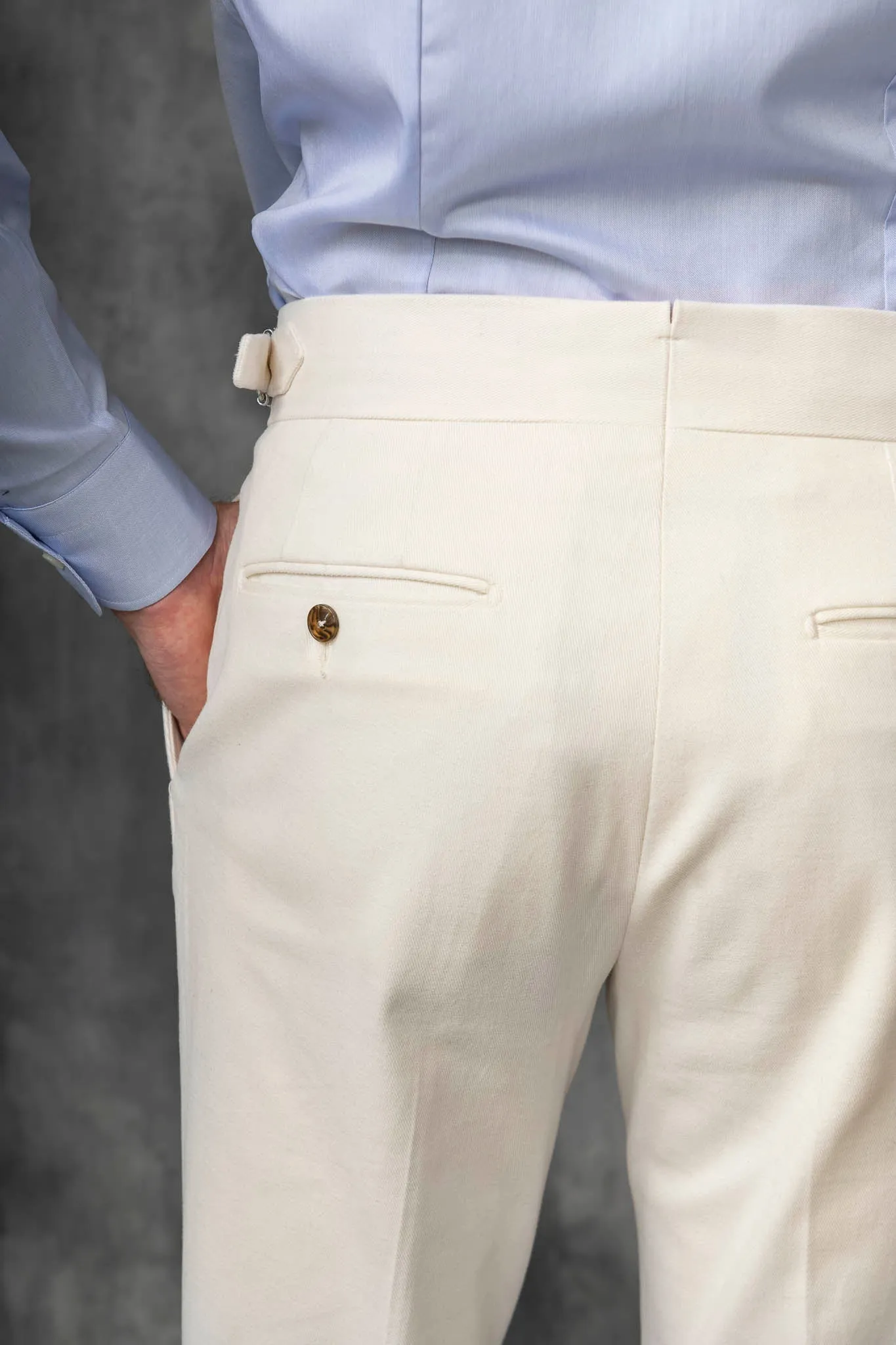 Off-white cotton Soragna trousers - Made in Italy