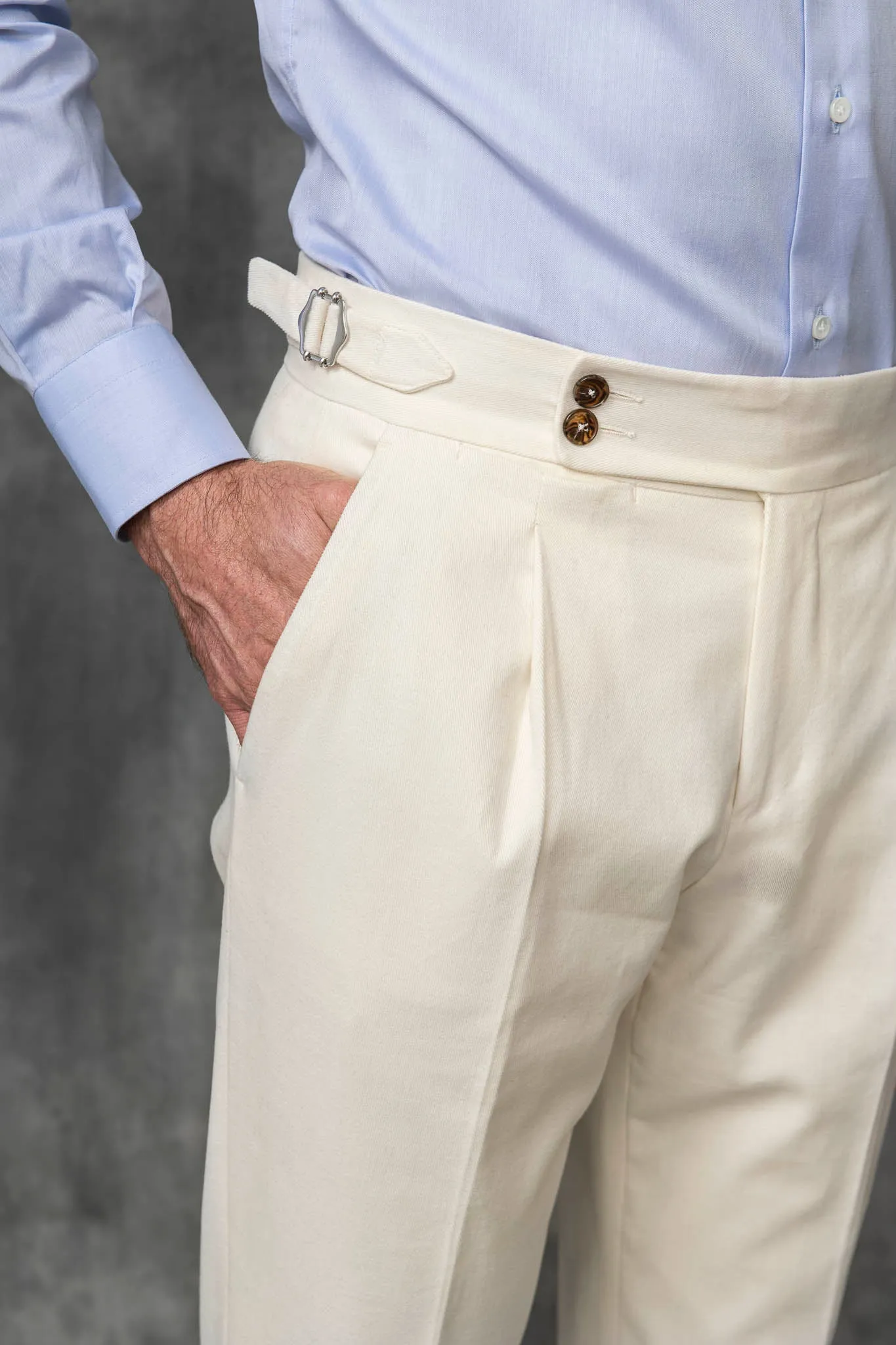 Off-white cotton Soragna trousers - Made in Italy
