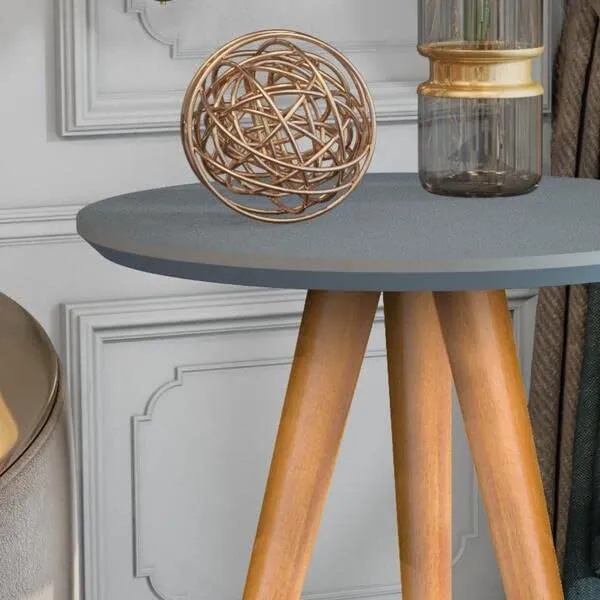 OXMIC Nesting Round End Table Set of 2 Coffee Table Modern Minimalist Sofa Side Table for Living Room, Bedroom, Balcony,Home & Office,Wooden Stool for Multipurpose Use, (Grey)