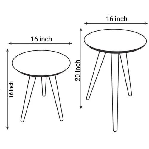 OXMIC Nesting Round End Table Set of 2 Coffee Table Modern Minimalist Sofa Side Table for Living Room, Bedroom, Balcony,Home & Office,Wooden Stool for Multipurpose Use, (Grey)