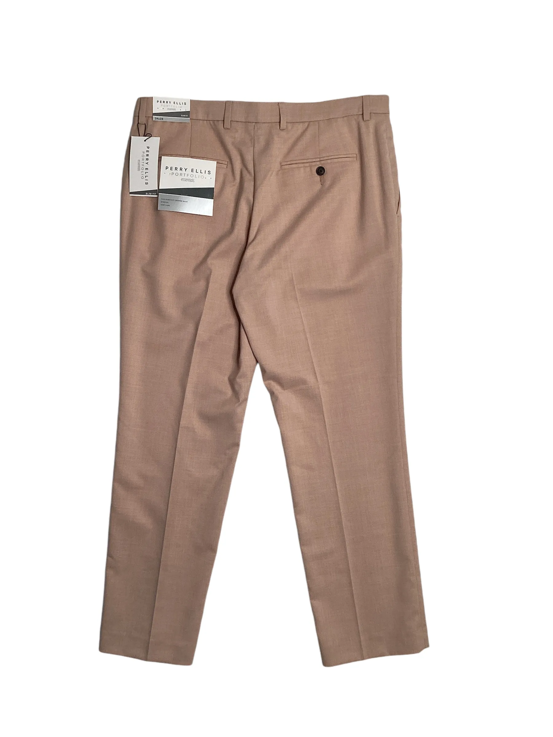 Perry Ellis Portfolio Men's Slim Fit Stretch Dress Pants Salmon Pink30 x 29