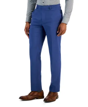 Perry Ellis Portfolio Men's Slim Fit Tonal Windowpane Dress Pants Blue 38 x 30