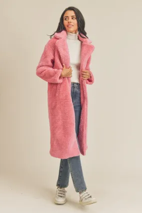Pink Full Length Teddy Coat