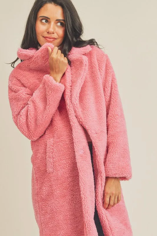 Pink Full Length Teddy Coat