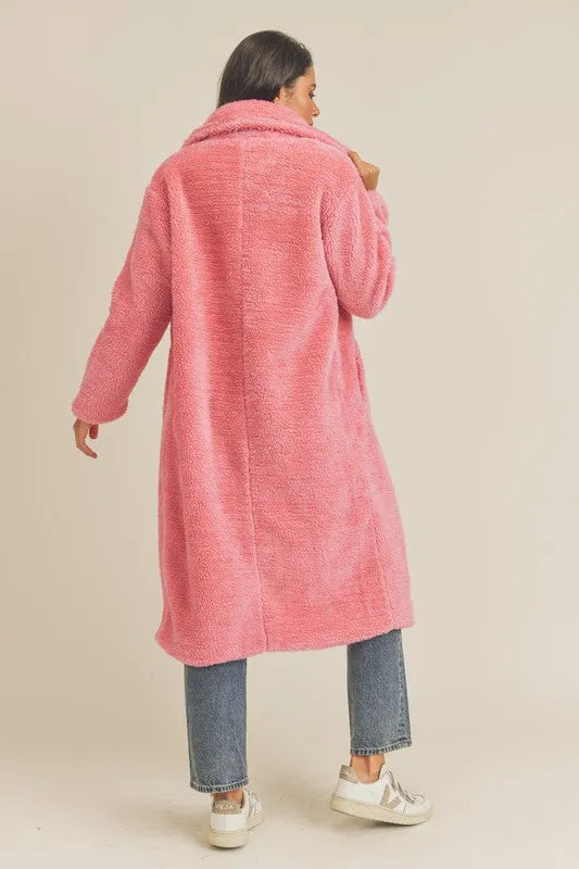Pink Full Length Teddy Coat
