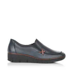 Rieker Ladies  Slip On Wedge Heel Loafer shoe