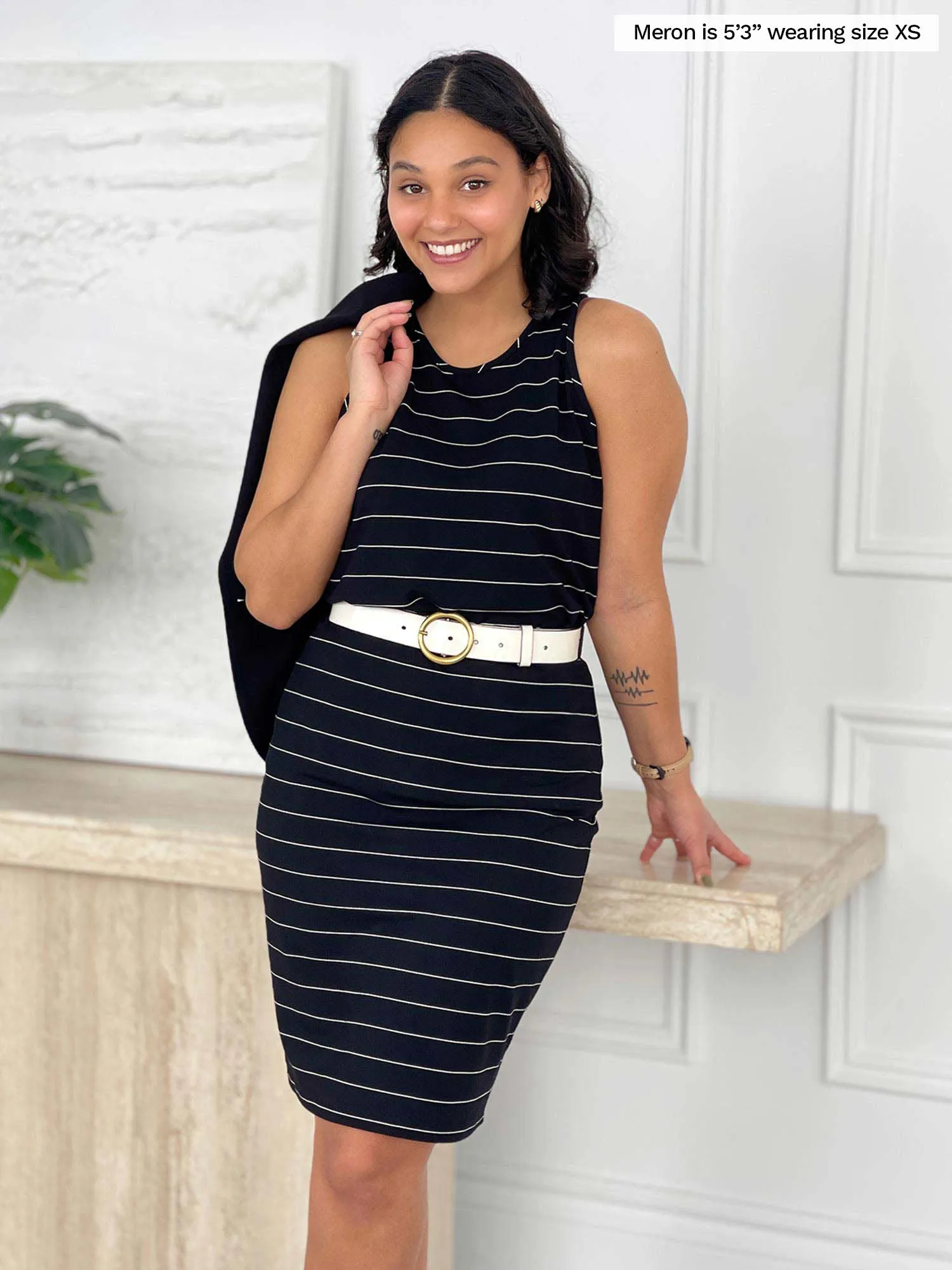 Salma striped pencil skirt