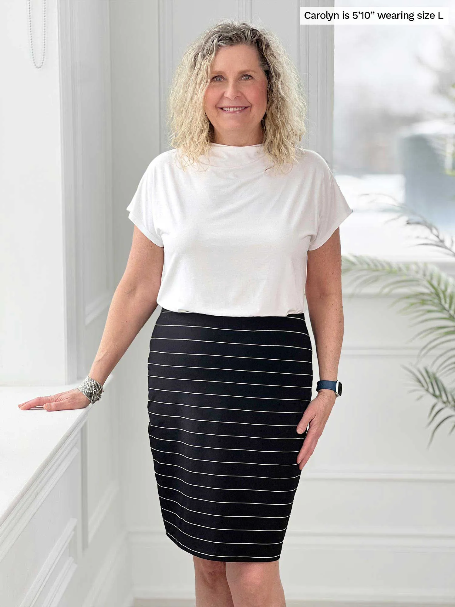 Salma striped pencil skirt