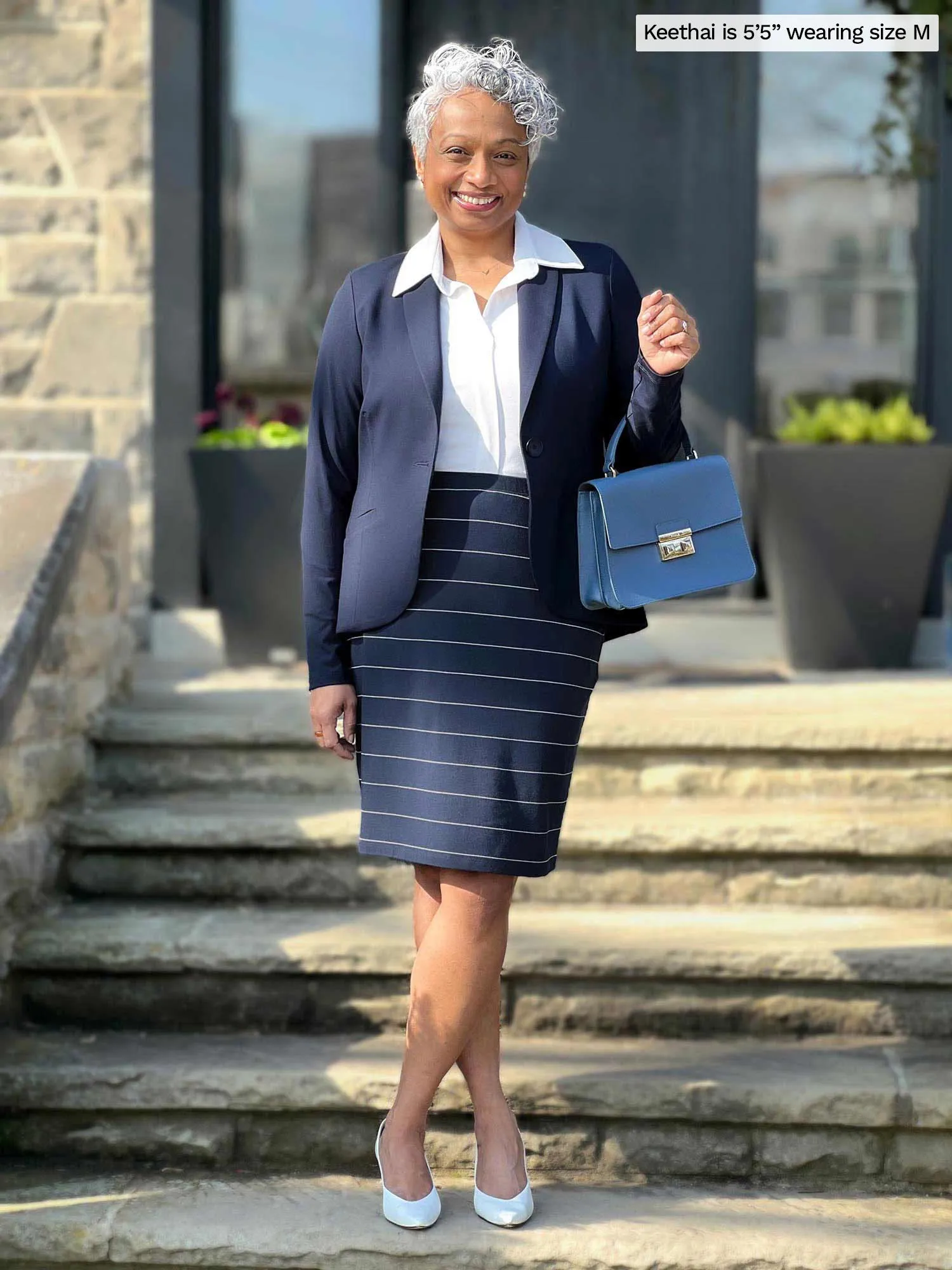 Salma striped pencil skirt