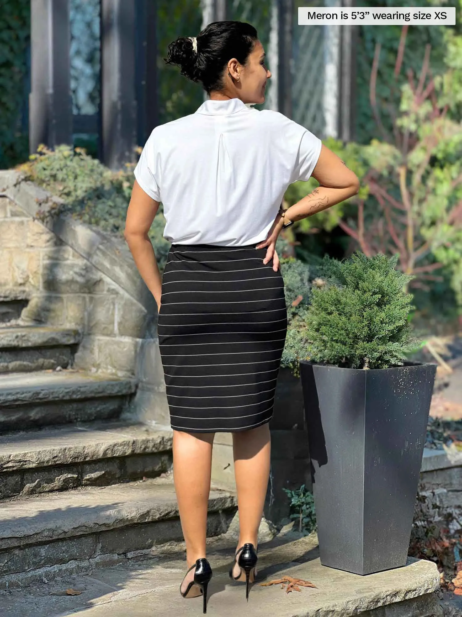 Salma striped pencil skirt