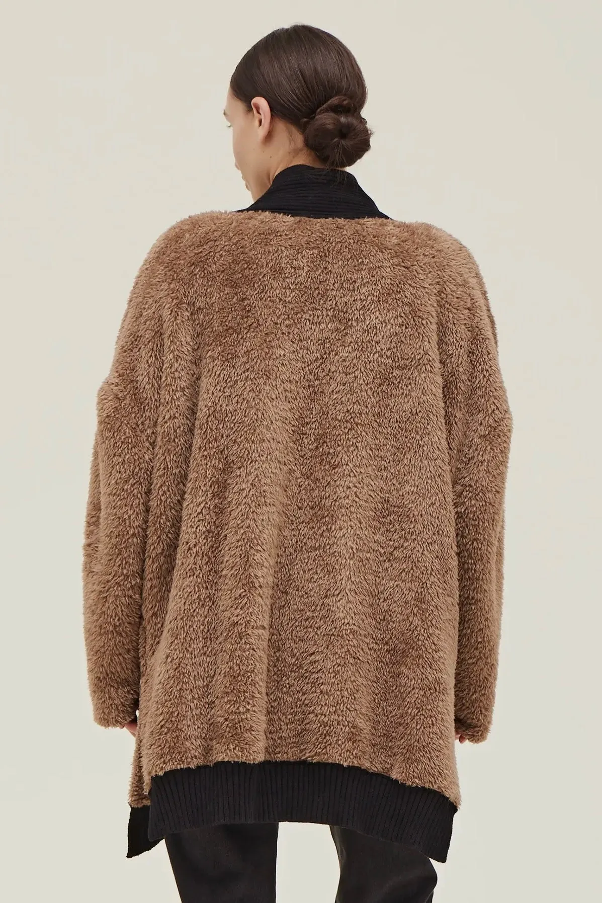 Sherpa Cardi W/Contrast Rib Border