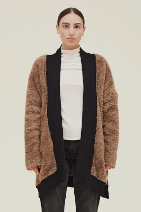Sherpa Cardi W/Contrast Rib Border