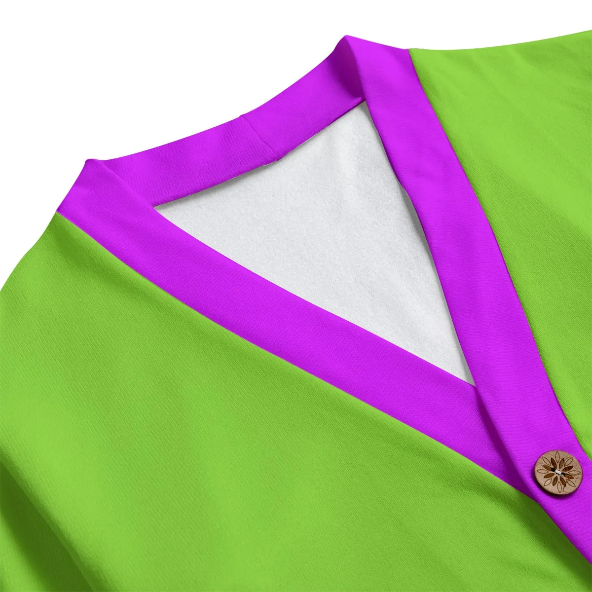 Sixty Eight 93 Logo Grape & Green Apple Unisex V-Neck Knitted Fleece Cardigan