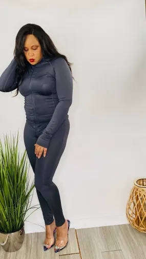 Sporty Babe - charcoal 2 piece track set