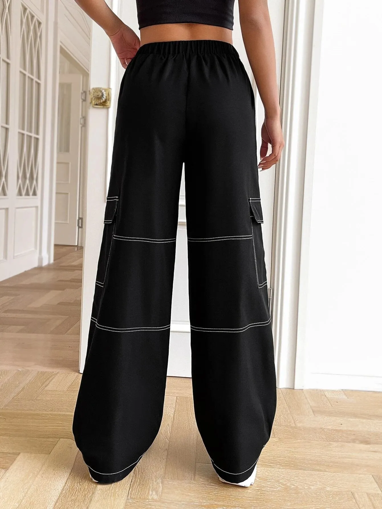 Stitched Flap Pocket Cargo Pants