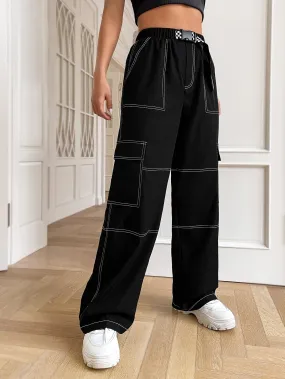 Stitched Flap Pocket Cargo Pants