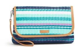 Straw RFID Wristlet - Spring Mint Stripe