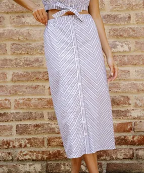 Stripe Midi Skirt - White/Blue - FINAL SALE