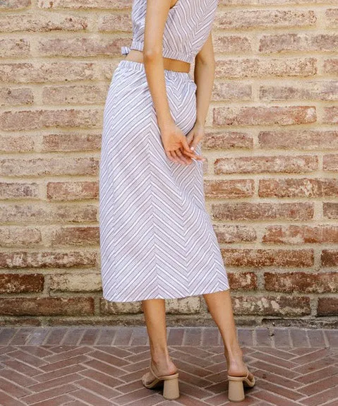 Stripe Midi Skirt - White/Blue - FINAL SALE