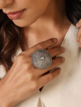 trueBrowns Silver Circular Ring