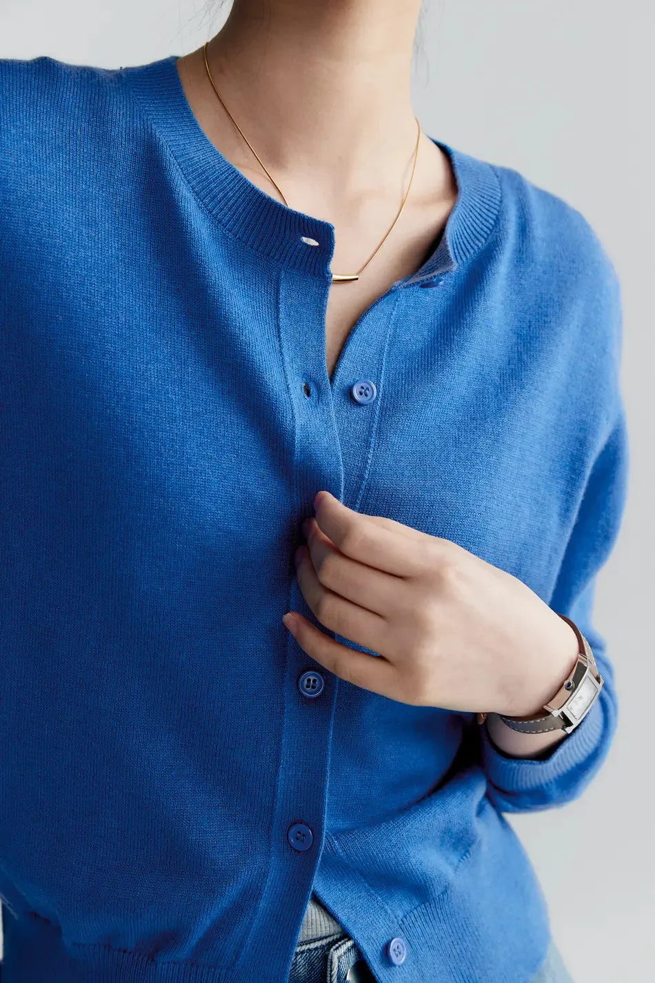 Vintage Long Sleeve Crewneck Sweater With Ribbed Trims