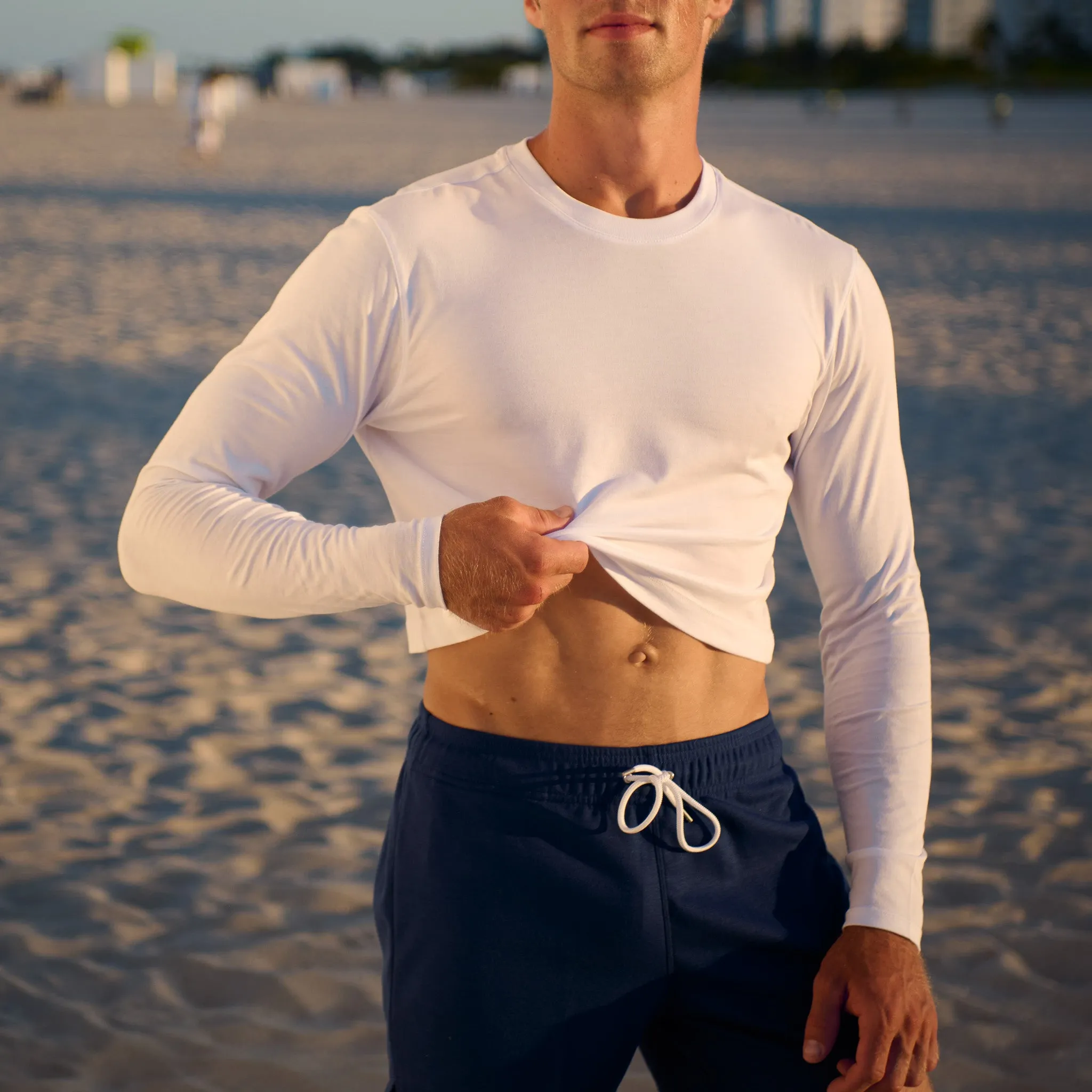 White Midriff Long Sleeve Tee