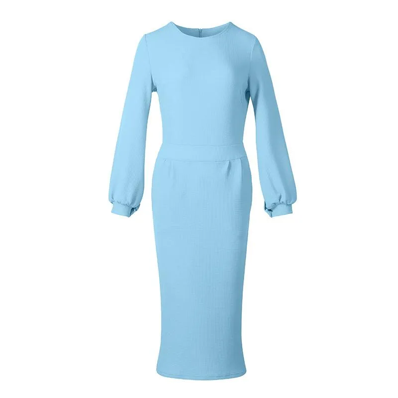Women's 2023 Casual Long Sleeve Party Bodycon Sheath Belted Dress