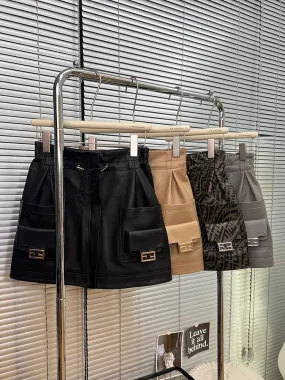 Women's Drawstring Elastic A- line Sheepskin Skirt