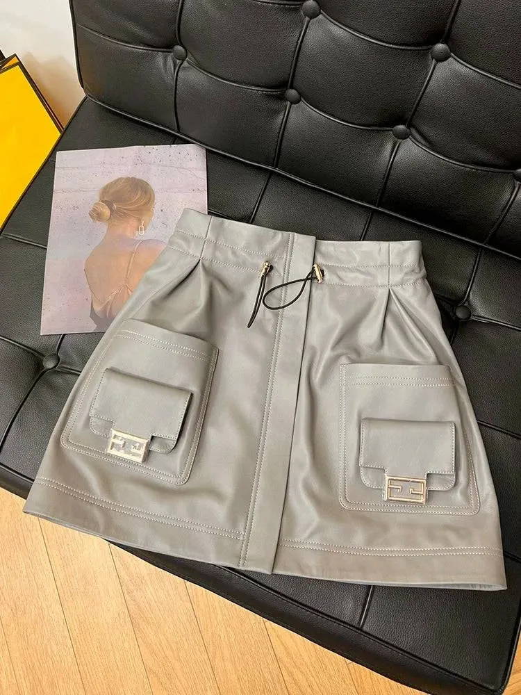 Women's Drawstring Elastic A- line Sheepskin Skirt