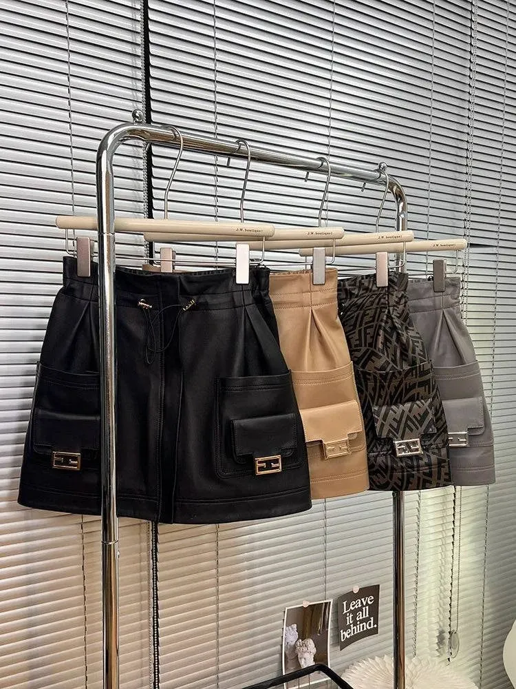 Women's Drawstring Elastic A- line Sheepskin Skirt